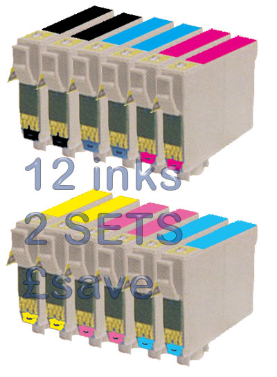 12 inks 2 sets of Epson compatible T0807 ink cartridges P50 R360