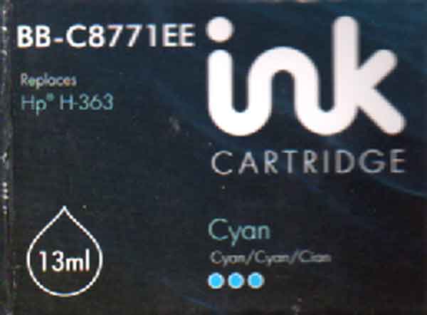 C8771 Remanufactured HP C8771EE (363) Cyan Ink Cartridge Inkjet