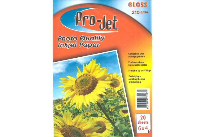ProJet inkjet photo paper 210gsm Gloss 6x4 Paper 20 Sheets 210 g