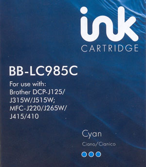 Brother compatible ink cyan LC985 LC39 DCPJ125 J315W J515W