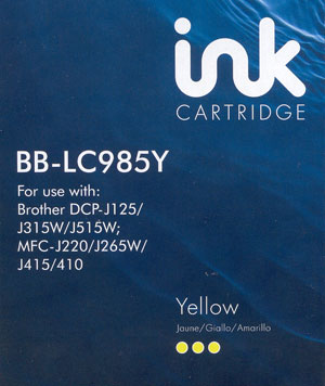 Brother compatible ink Yellow LC985 LC39 DCPJ125 J315W J515W